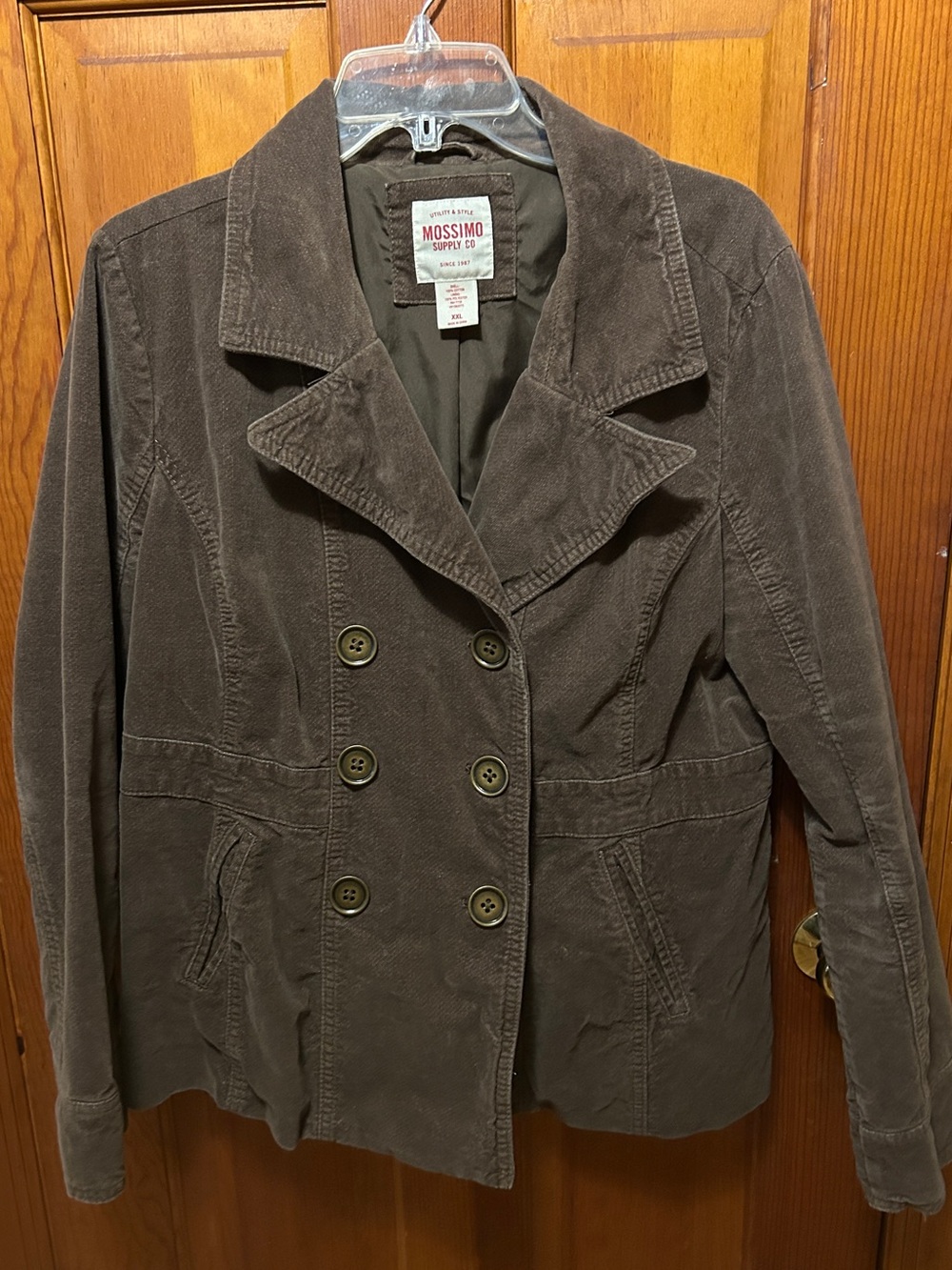 Mossimo Supply Co. Brown Corduroy Double-Breasted Peacoat Jacket